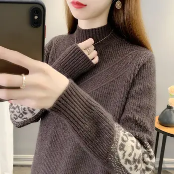 Плюшен пуловер Дамски сгъстен Зима 2023 Нова корейска версия Хлабав стил пуловер плета дъно пуловери E959