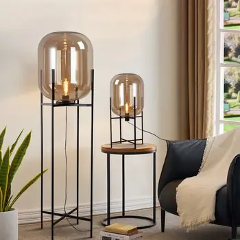 Постмодерно скандинавско стъкло LED подова лампа нощно шкафче хол декорация на дома вила хотел кафене етаж лампа