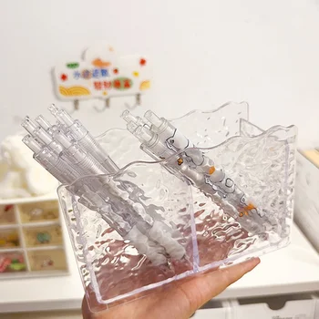 Прозрачен държач за писалка с модел на лед Аксесоари за организатор на козметика Решетка Пластмасови Pp Вертикален молив Студент