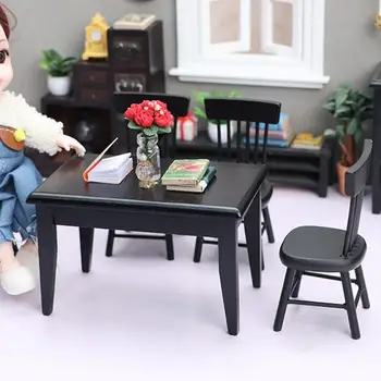 реалистични мебели за кукли реалистични 1 12 мащаб куклена къща мебели комплект миниатюрни трапезна маса стол модел за куклена къща