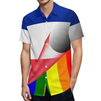 Риза с къс ръкав Франция флаг гей гордост дъга флаг основни тройници костюм високо качество смешно графикаПлуване Eur размер
