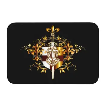 Рицари тамплиери кръст щит символ изтривалка вход кухня баня врата мат средновековен меч емблема таен ред килим