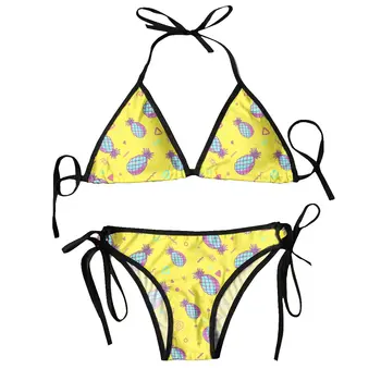 Секси бикини 2023 Жълти ананаси модел бански жени бански бикини комплект бански костюм плажно облекло