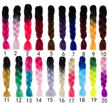 Синтетични топлинни влакна плитка джъмбо плитка омбре плетене коса разширения за жени DIY Cochet коса плитки лилаво розово синьо зелено