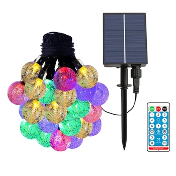 Слънчева светлинна верига, 50 цветни кристални топки, IP65 водоустойчив за Коледа, декорации, фестивали, градини
