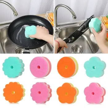 Съдомиялна гъба за измиване подложки цвете кръгла форма цвят гъба четка прибори за хранене миене на съдове гъба кухня дома почистване инструмент