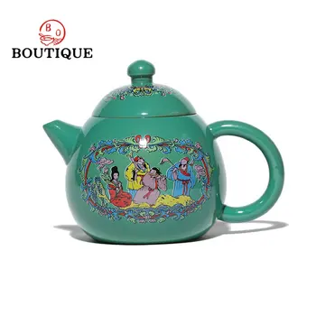 Творчество Yixing лилави пясъци чайник ръчно изработени цвят емайли раздел кал Зиша Pot Кунг Фу Teaset чай вземане на чай Пот Чаена церемония