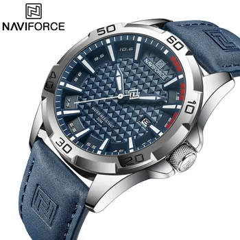 Топ марка NAVIFORCE мъжки спортни ежедневни часовници кварцов ръчен часовник дата дисплей мъжка кожа водоустойчив часовник Relogio Masculino