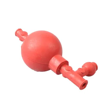 Трипътен Червен каучук смучат ухото топка Количествено пипетиране Безопасна смукателна крушка със стъклена скала слама Tee топка