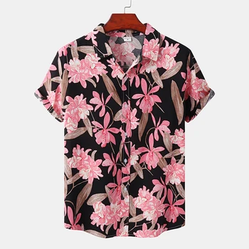 Хавайска мъжка риза Летен плаж Ежедневни 3d слънчогледов печат Crop Top Outdoor Fashion Loose извънгабаритни дрехи Улични тройници за мъже