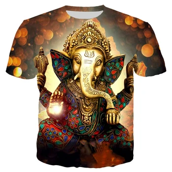 Хиндуистки бог Ганеша 3D отпечатана тениска мъже жени лятна мода случайни къс ръкав унисекс Harajuku Streetwear извънгабаритни тениска