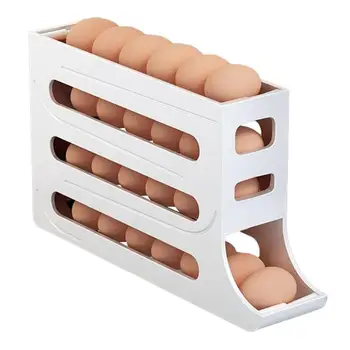 Хладилник Кутия за съхранение на яйца 4 Tier Rolling Egg Holder Дозатор Контейнер за съхранение на храна Хладилник Съхранение Организатор Държачи 30 яйца