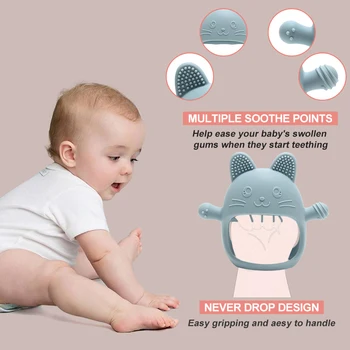 хранителен клас силиконови бебешки играчки чесалка ръкавици против хранене ръка молар стик BPA безплатно бебе аксесоари новородено безплатна доставка